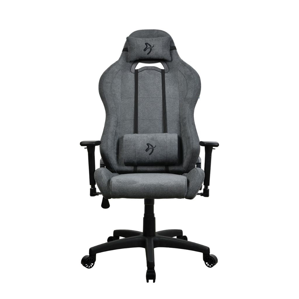 Gray office chair with black accents on a white background