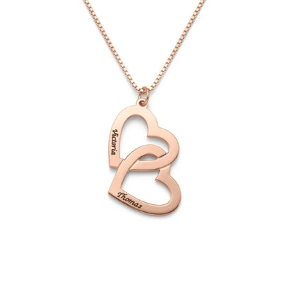 Interlocked Heart Engraved Name Necklace