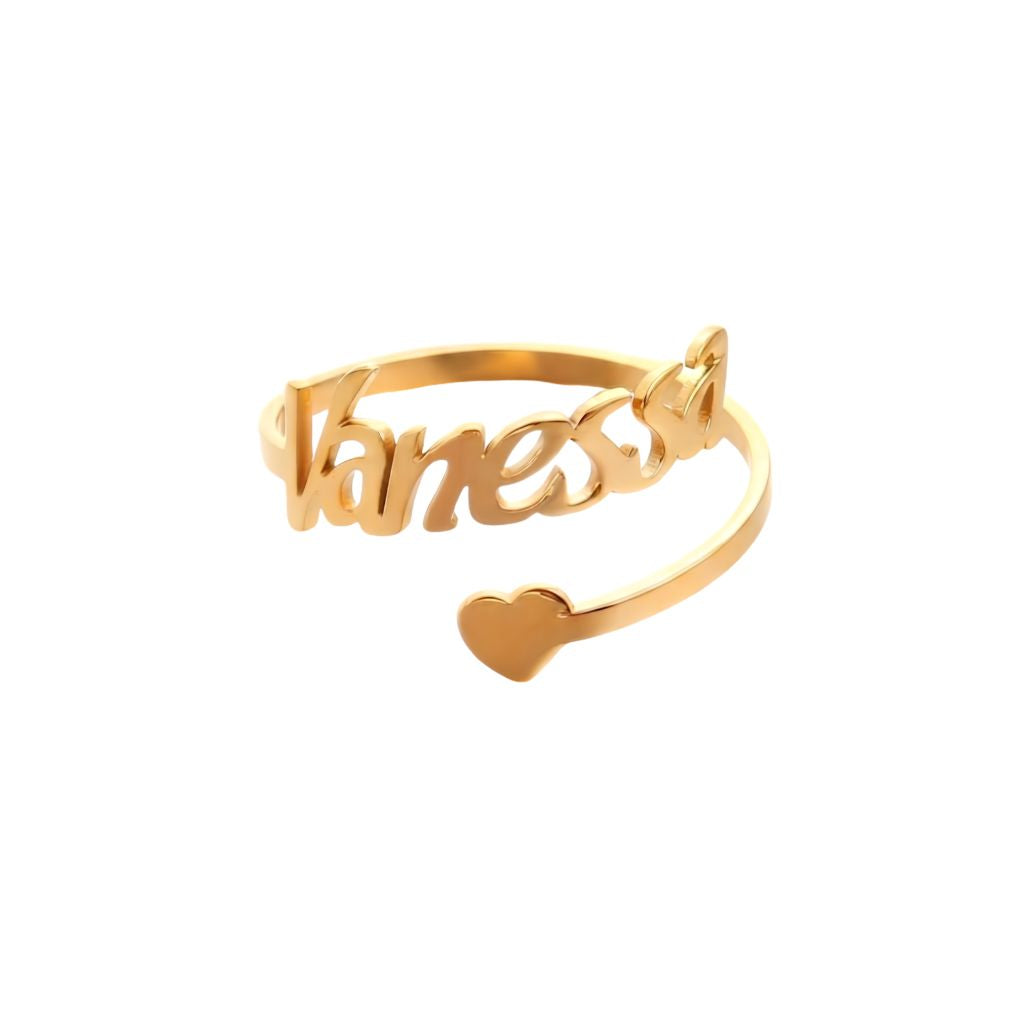Name Ring With Solid Heart