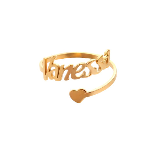Name Ring With Solid Heart