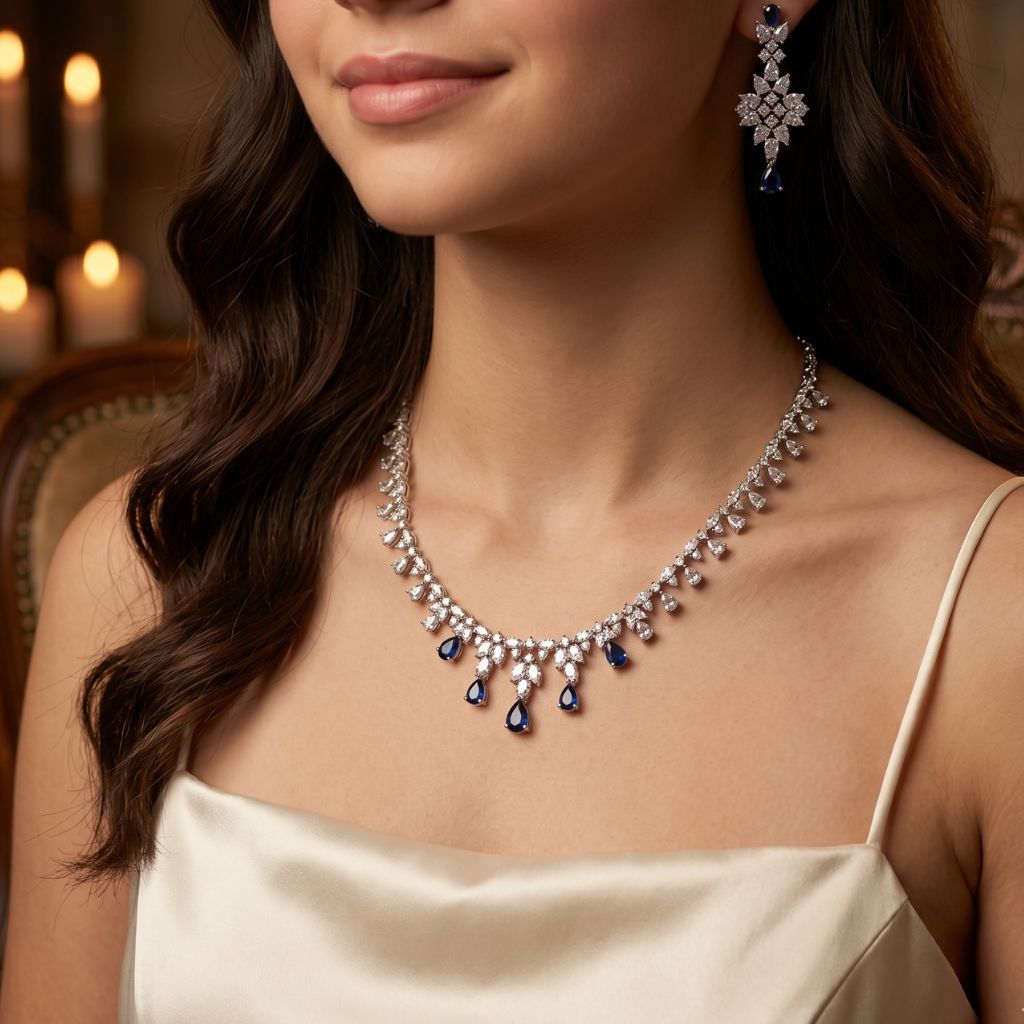Midnight Royalty Necklace And Earrings Set