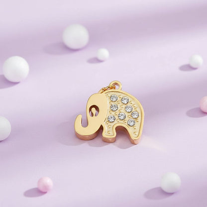 Gold Elephant Charm With Stones