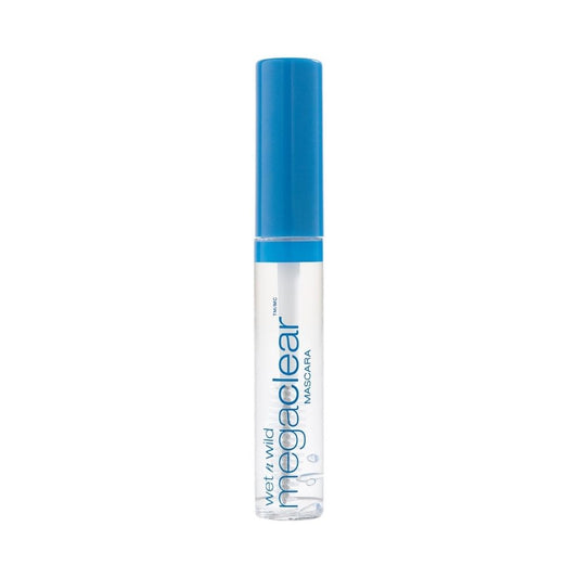 Wet n Wild Megaclear mascara bottle with blue cap on a white background