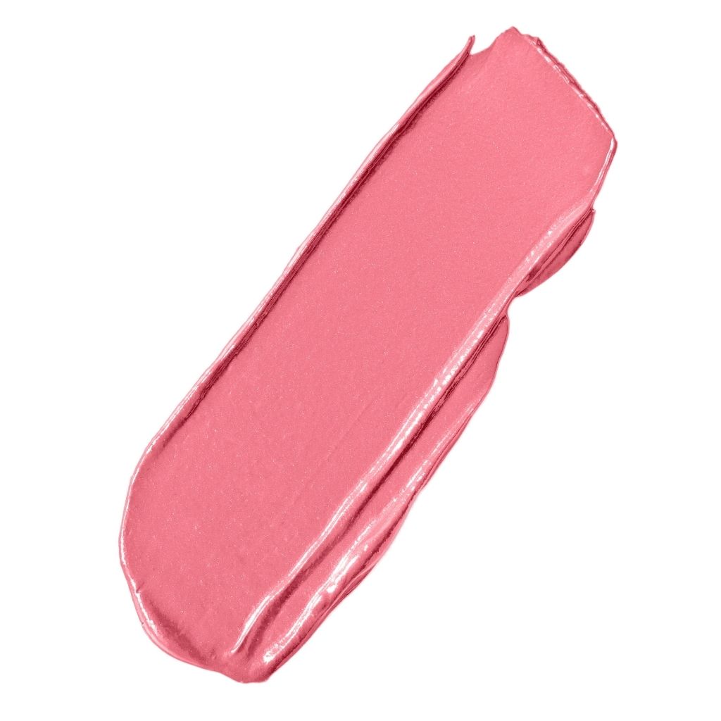 Pink makeup swatch on a white background