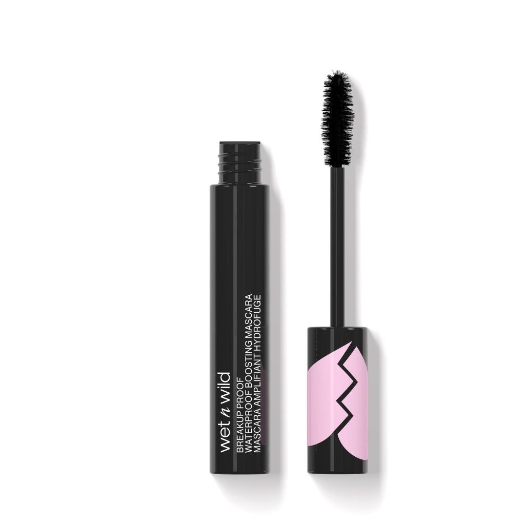 Wet n Wild mascara with black applicator on a white background