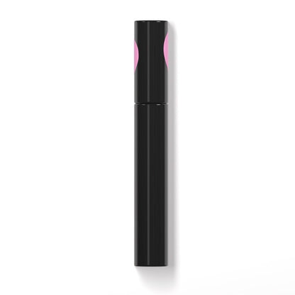 Black cosmetic tube with pink cap on a white background
