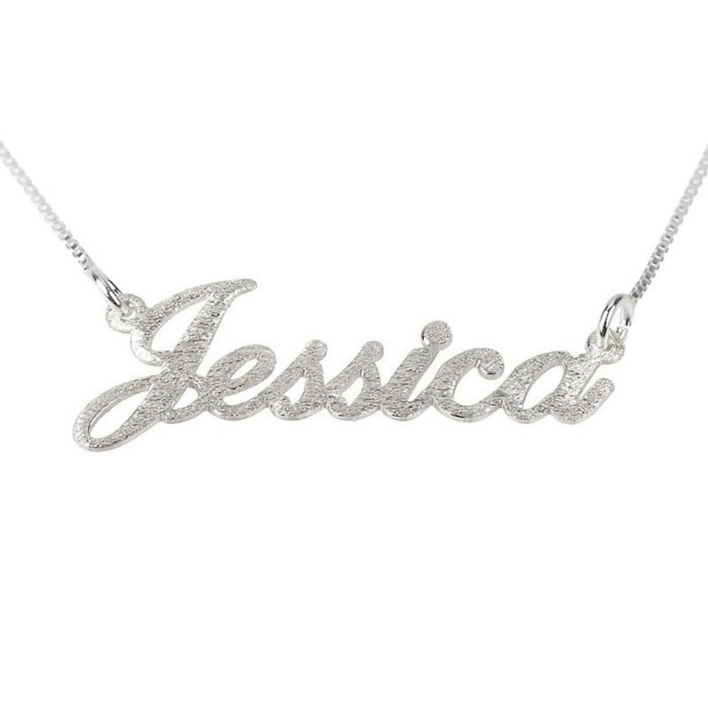 Silver 'Jessica' necklace on a white background