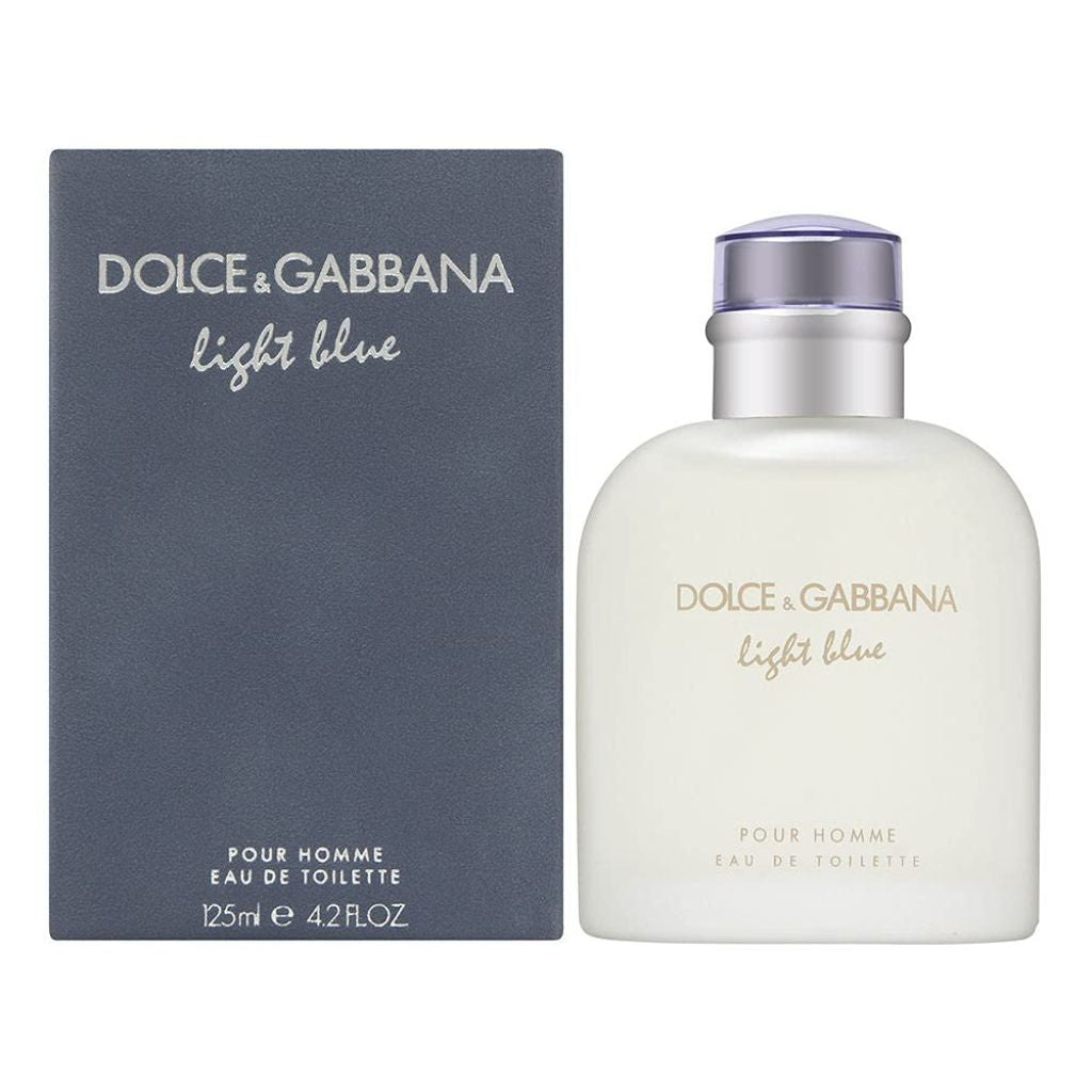 Dolce & Gabbana Light Blue perfume bottle and packaging on a white background