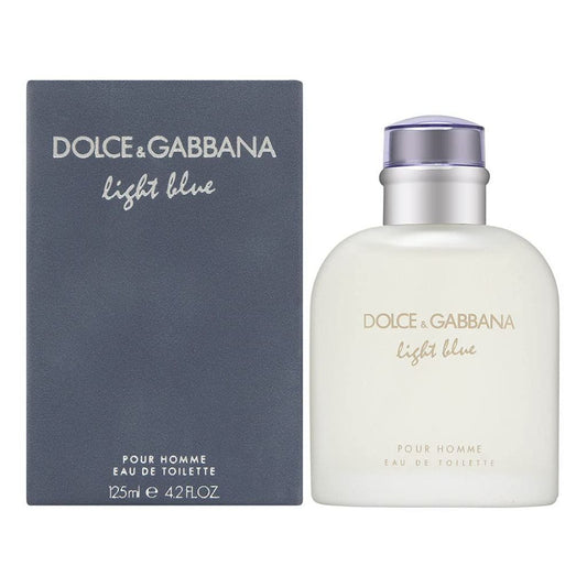 Dolce & Gabbana Light Blue perfume bottle and packaging on a white background