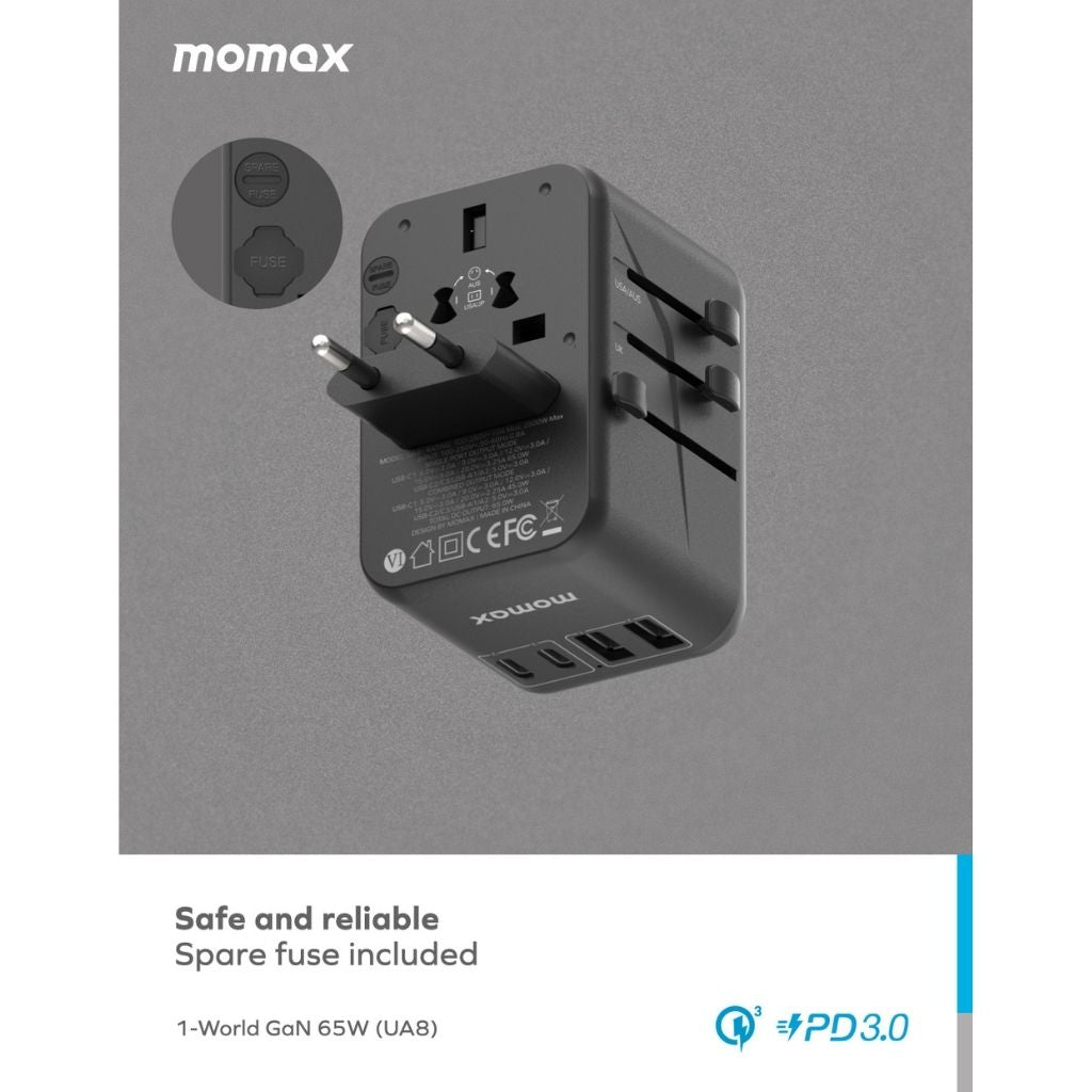 Momax 1World 65W GaN AC Travel Charger