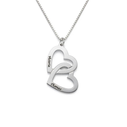 Interlocked Heart Engraved Name Necklace