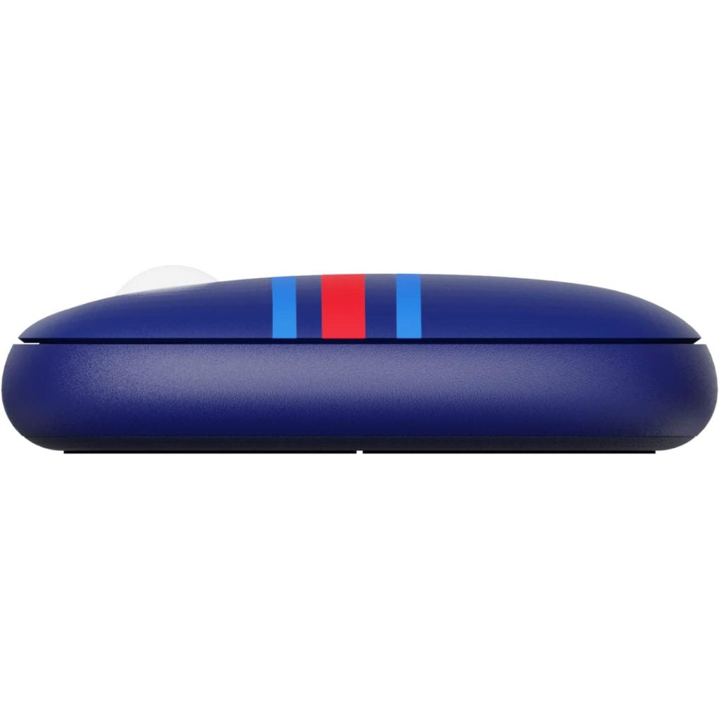 Blue case with red and blue stripes on a white background
