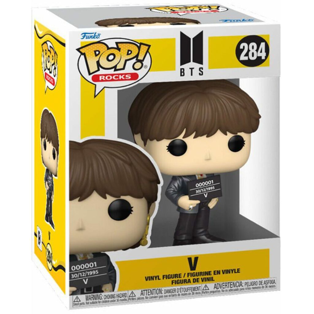 Funko Pop! vinyl figure of a character holding a mugshot card on a white background