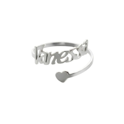 Name Ring With Solid Heart