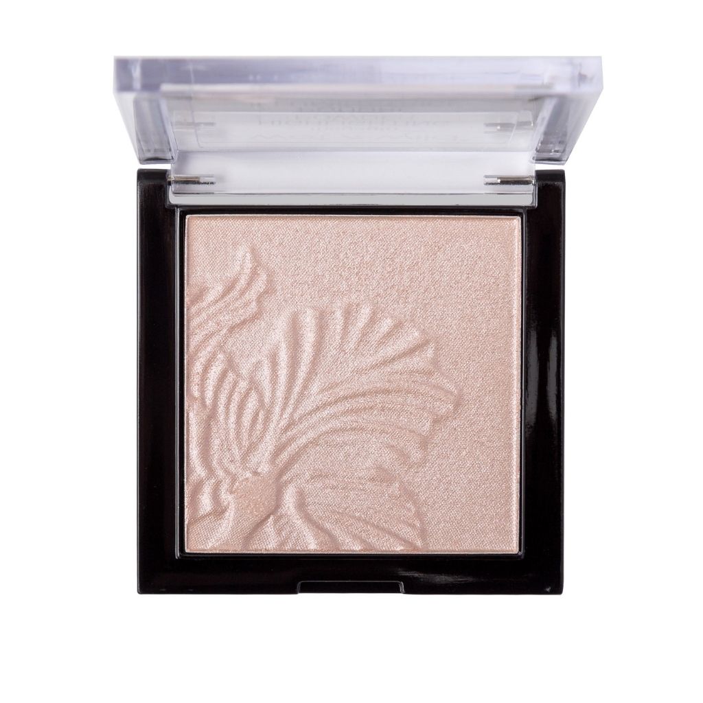 Compact powder with leaf design in a clear case on a white background