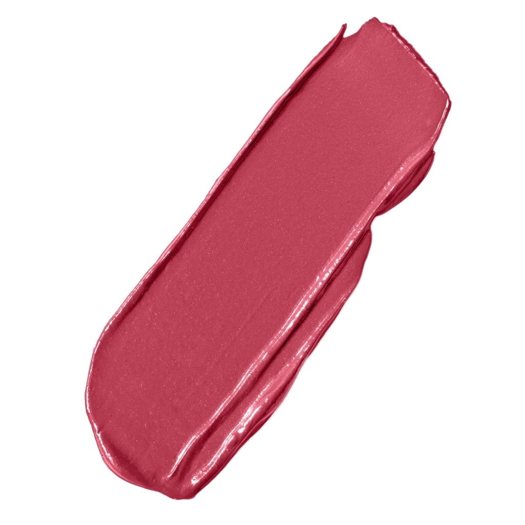 Pink lipstick swatch on a white background
