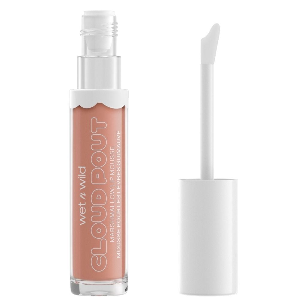 Lip gloss with applicator on a white background