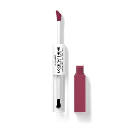 Lip gloss with applicator on a white background