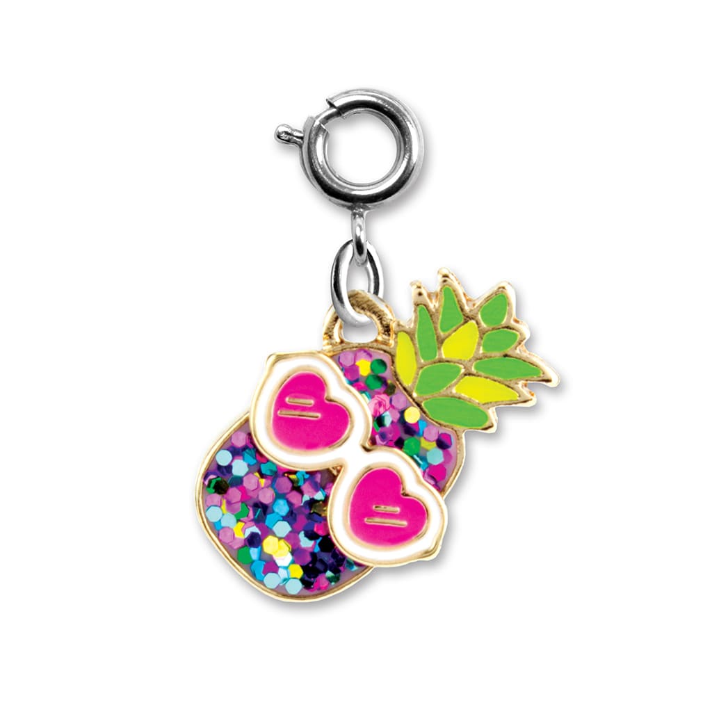 Colorful charm with heart and pineapple design on a white background