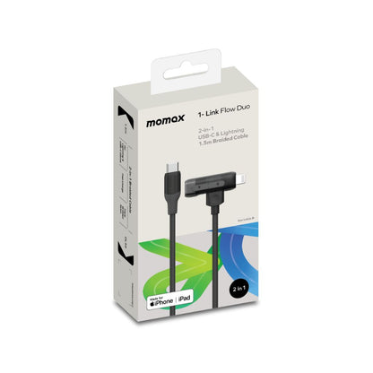 Momax 1-Link Flow Duo cable packaging on a white background