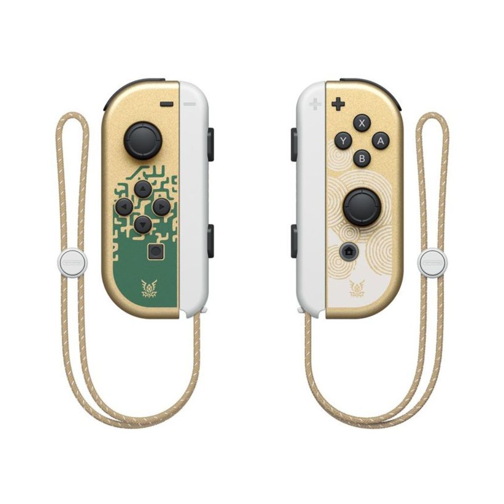 Pair of gaming controllers with unique designs on a white background