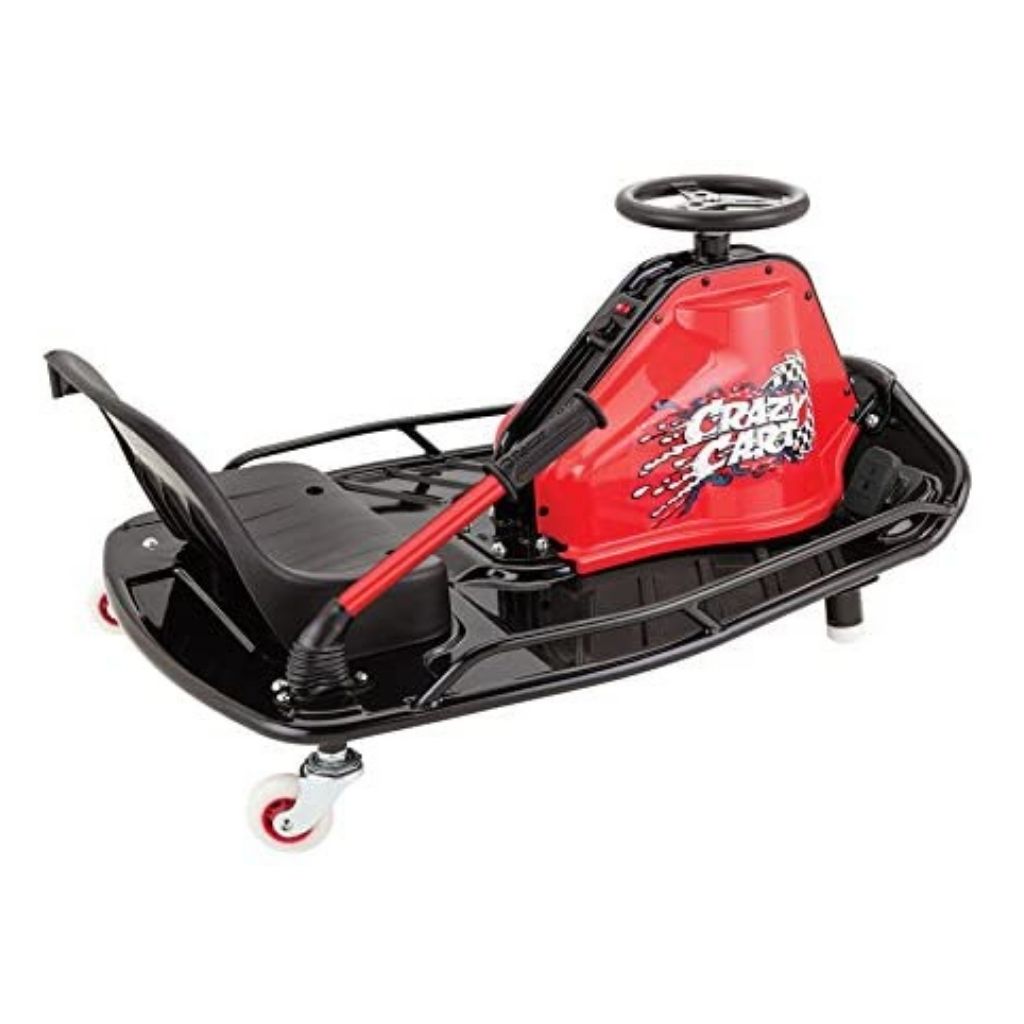 Red and black go-kart on a white background
