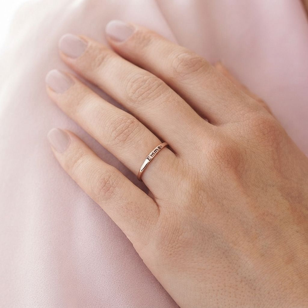 Engraved Thin Name Ring