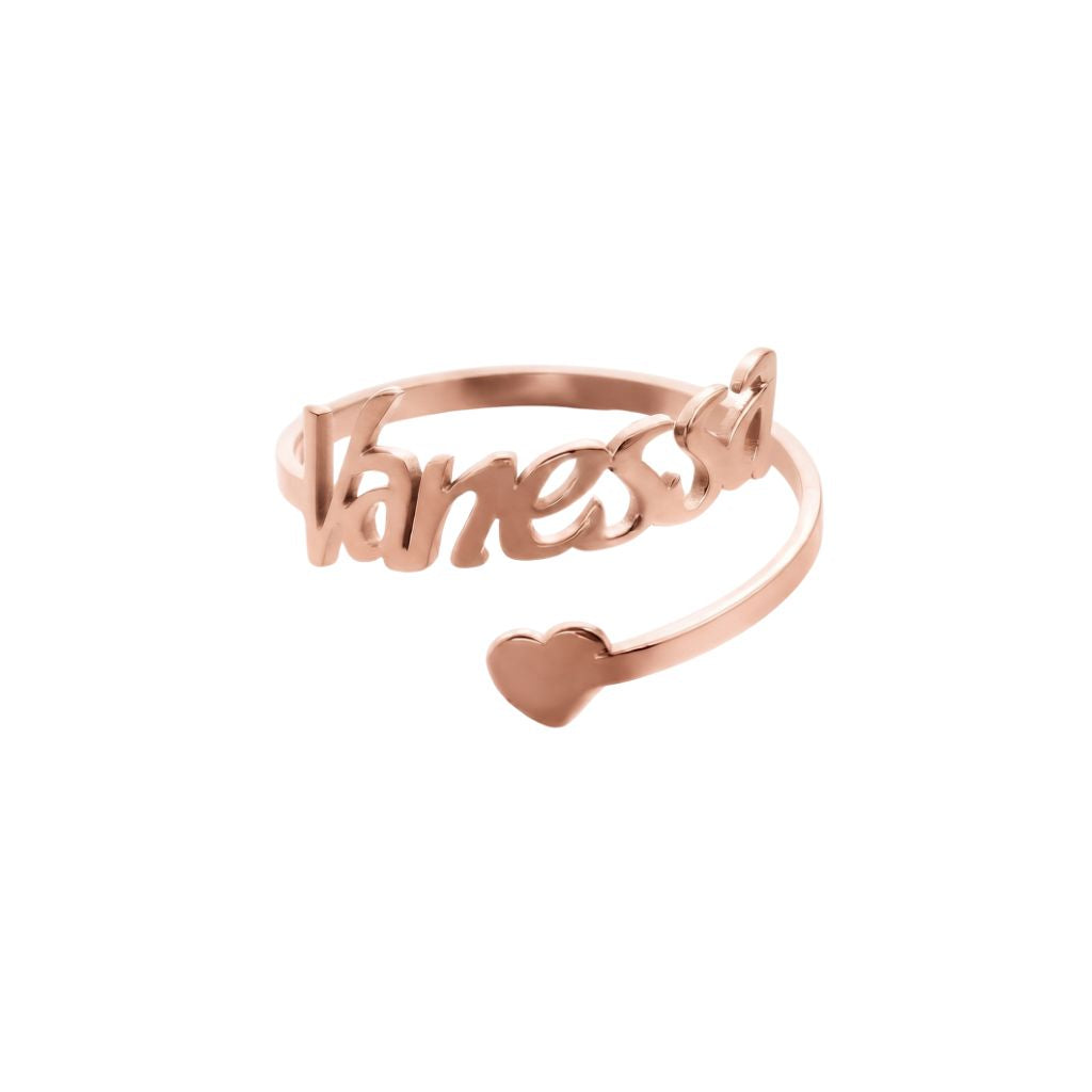Name Ring With Solid Heart