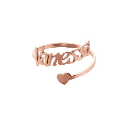 Name Ring With Solid Heart
