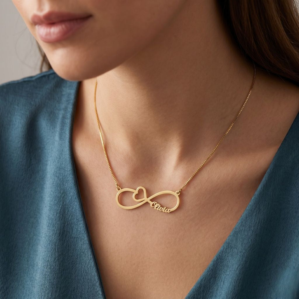 Infinity Big Heart Design Name Necklace