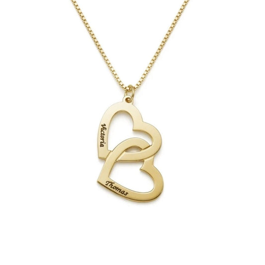 Interlocked Heart Engraved Name Necklace