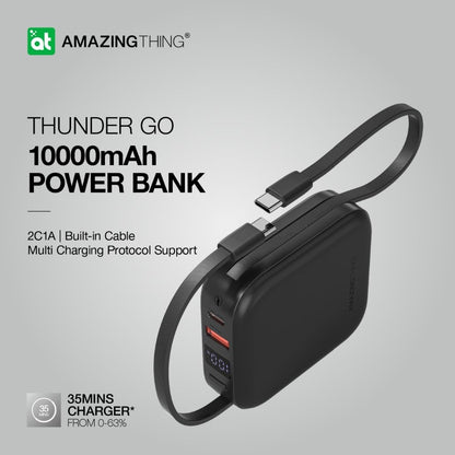 At Thunder Go 10000 mAh Power Bank With Built-In 2 Usb-C Cables