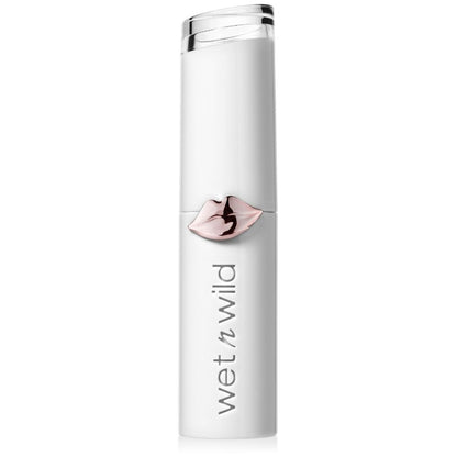 White lipstick container with rose gold accent and 'Wet n Wild' branding on a white background