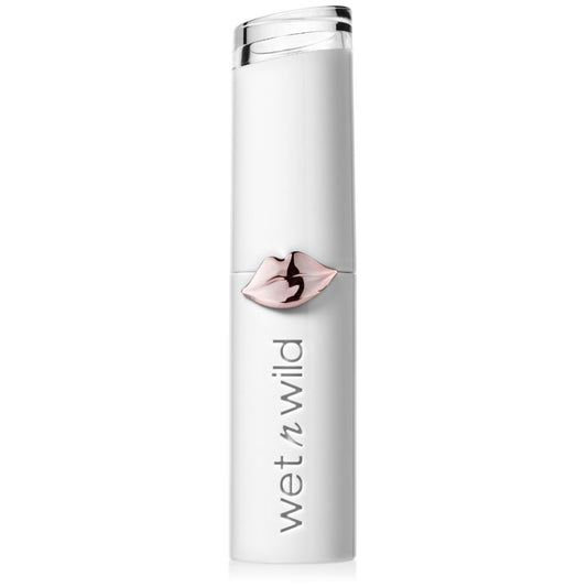 White lipstick container with rose gold accent and 'Wet n Wild' branding on a white background
