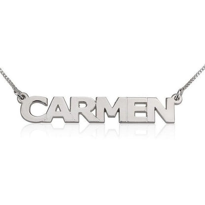 Silver 'CARMEN' necklace on a white background