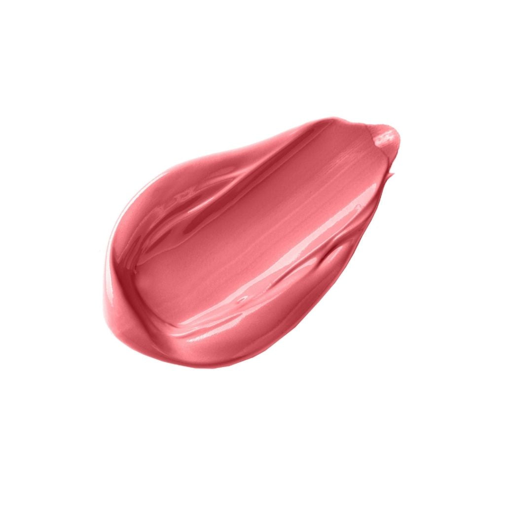 Pink lipstick swatch on a white background