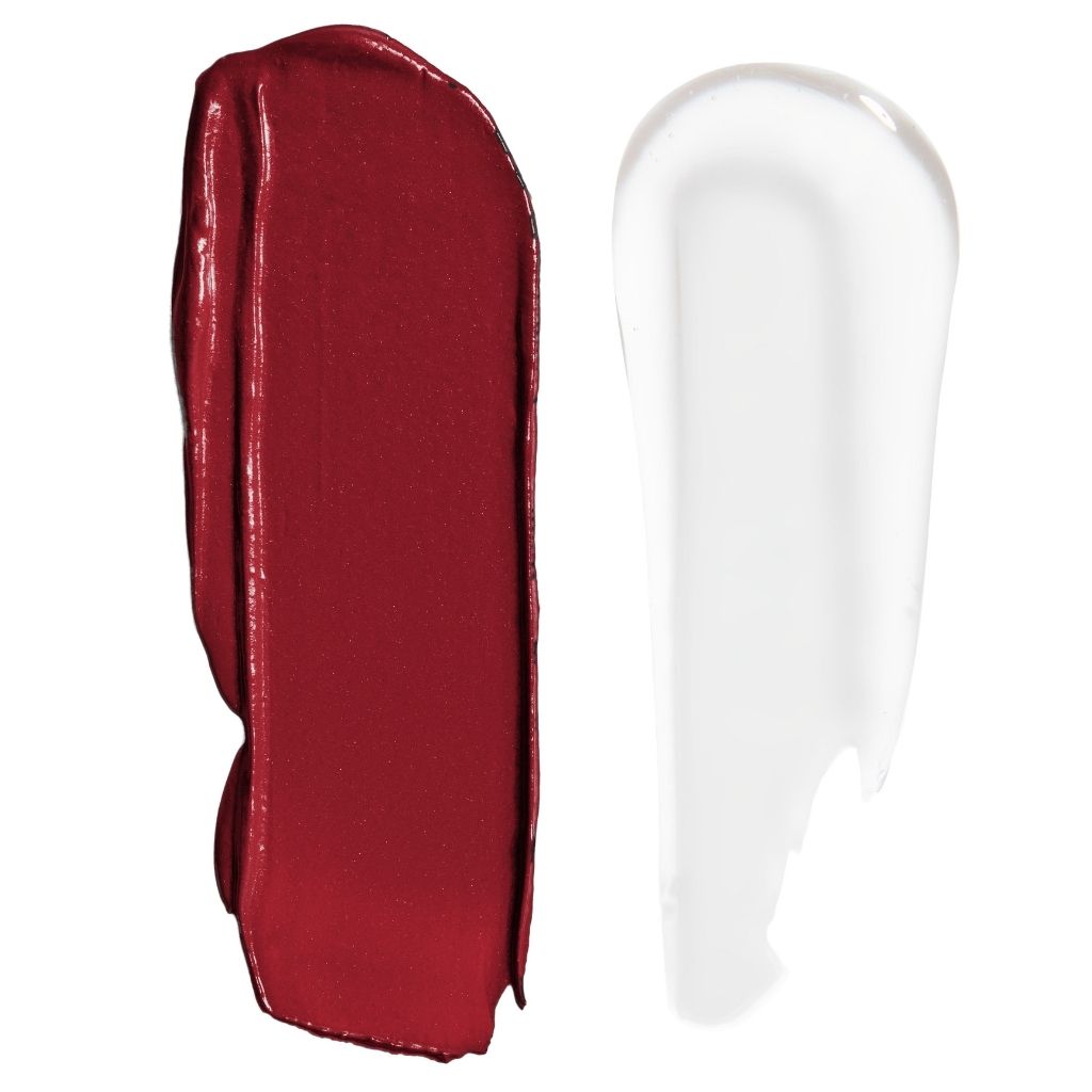 Red lipstick swatch on a white background