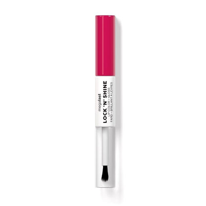 Mehazast Lock 'N' Shine hair product with pink cap and white body on a white background
