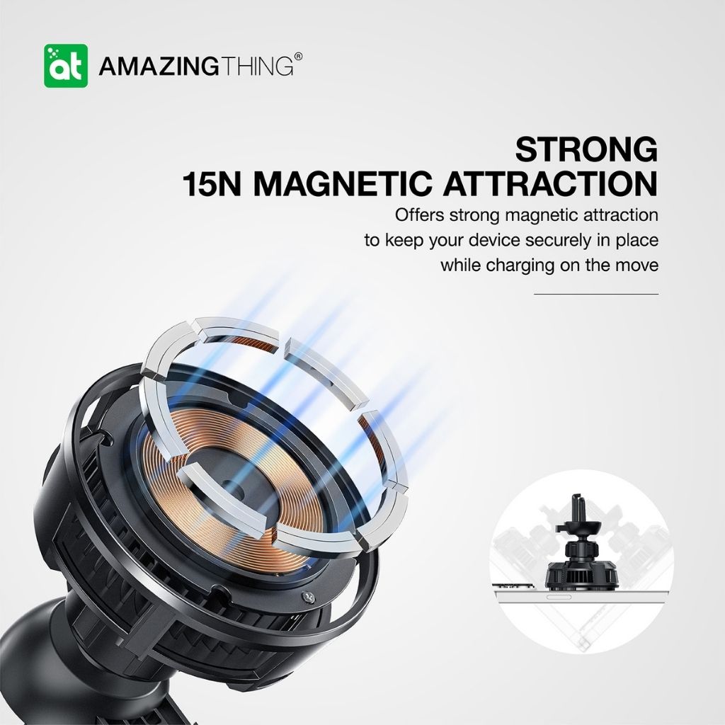 At Thermo-Cooling Mag 15W Car Mount With 1.2M Usb-C To Usb-C Cable