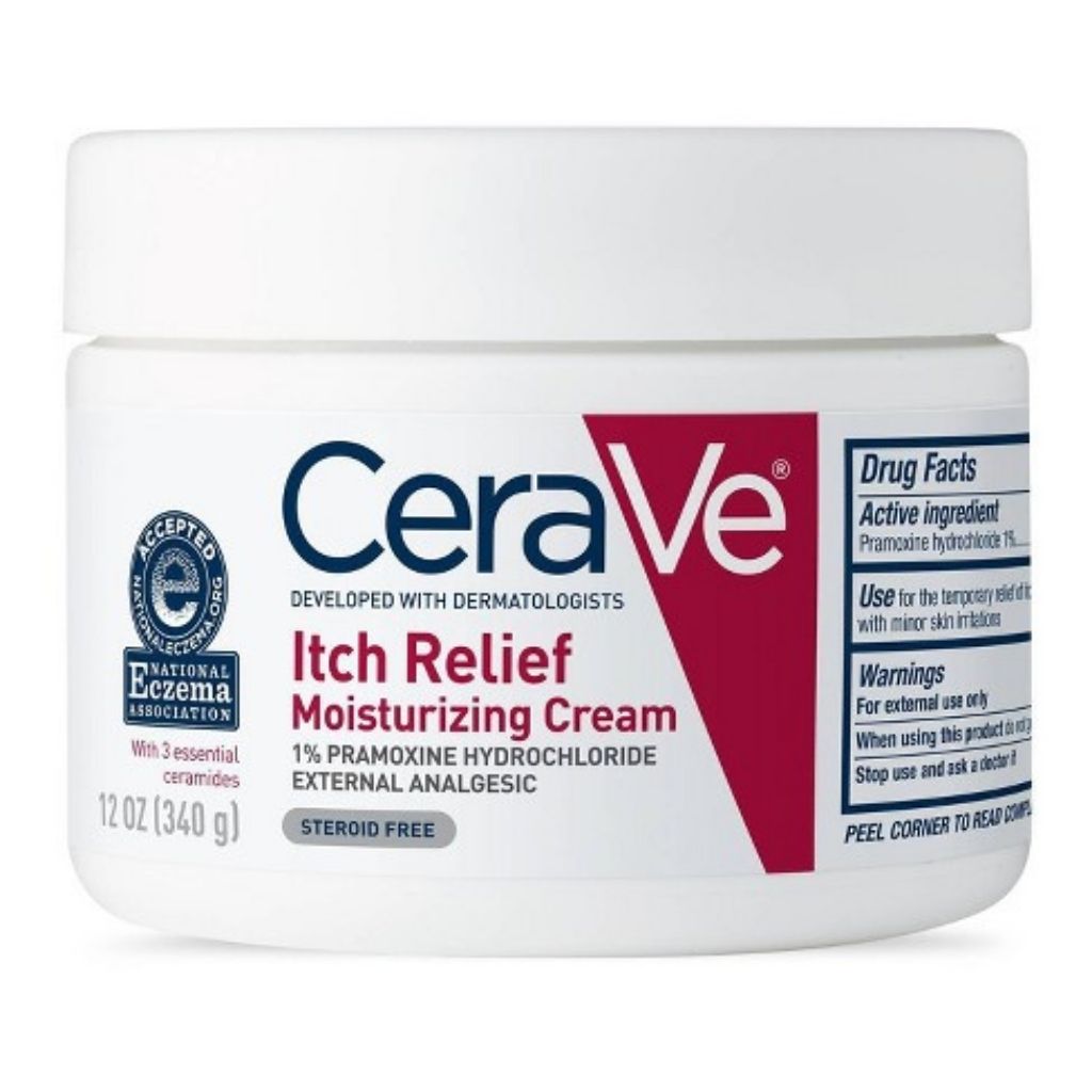 CeraVe Itch Relief Moisturizing Cream jar on a white background