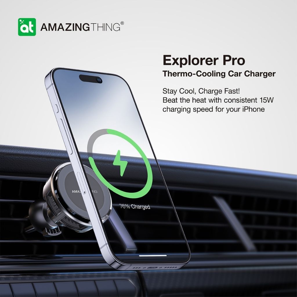 At Thermo-Cooling Mag 15W Car Mount With 1.2M Usb-C To Usb-C Cable