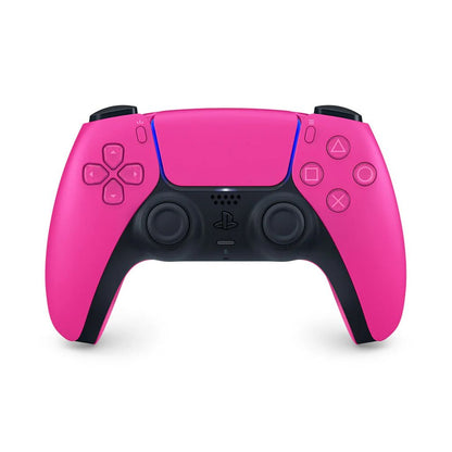 Pink gaming controller with black accents on a white background