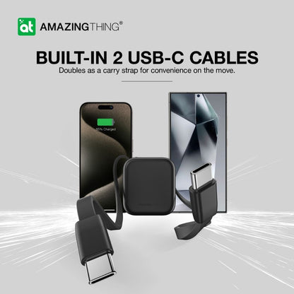 At Thunder Go 10000 mAh Power Bank With Built-In 2 Usb-C Cables