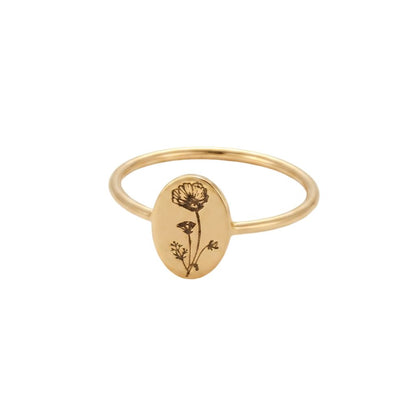 Birth Flower Signet Ring