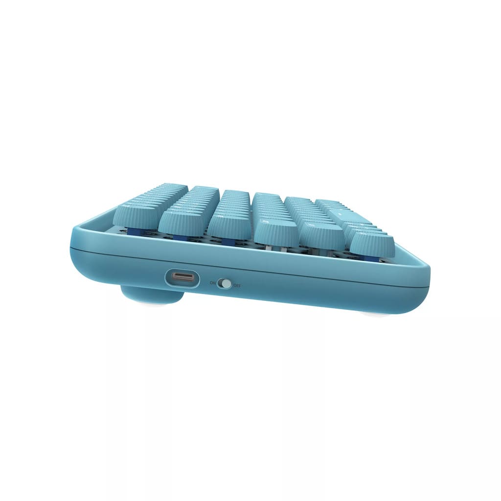 Blue portable keyboard on a white background