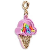 Shaking Sprinkle Gold Ice Cream Cone Charm