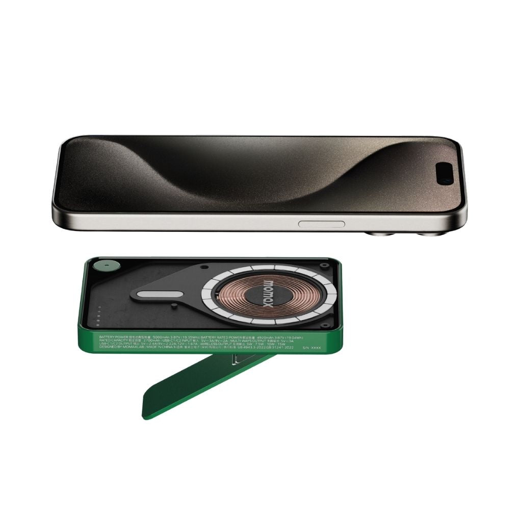Momax Magnetic Wireless Power Bank 5000mAh with Stand and USB-C Fast Charging
