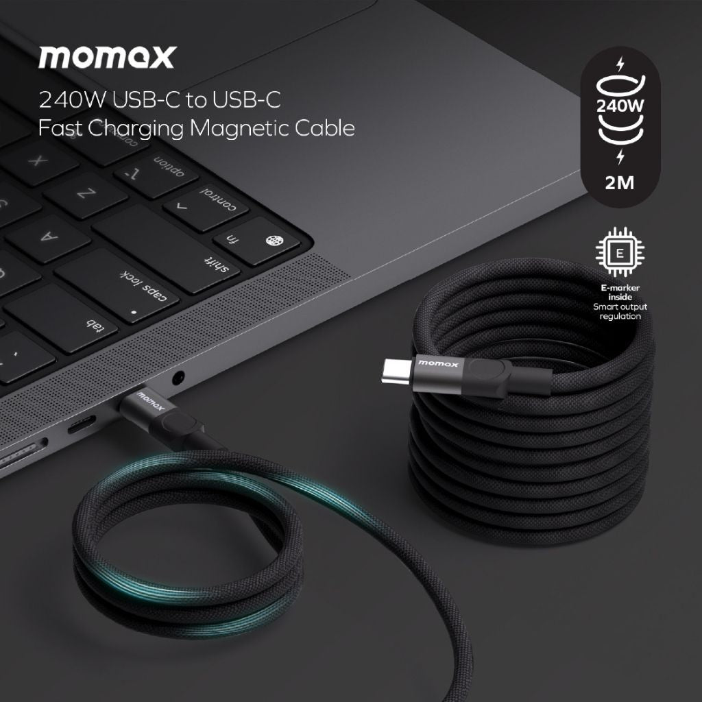 Momax Mag Link 240W USB-C To USB-C Magnetic Cable 2M