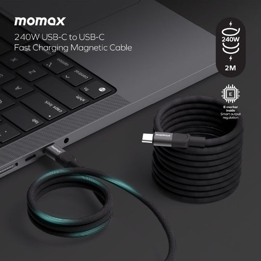 Momax Mag Link 240W USB-C To USB-C Magnetic Cable 2M