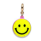 Double-Sided Gold Glitter Smiley Face Charm